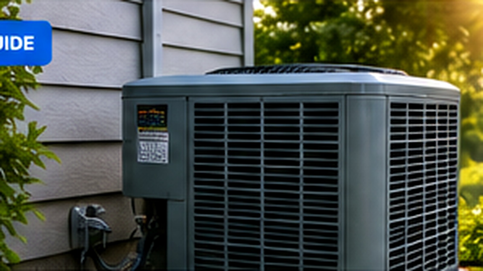 Illustration of a residential HVAC outdoor unit with pricing analysis